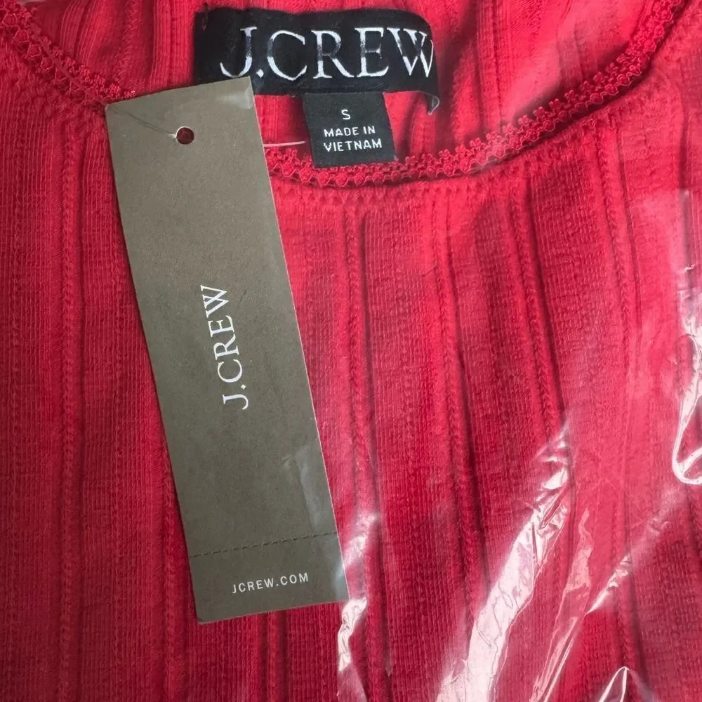 NWT J CREW Pointelle long-sleeve T-shirt in Apple Red